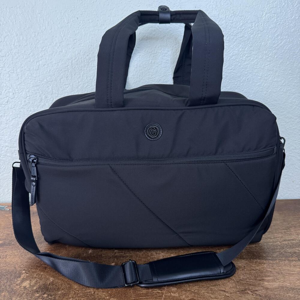 Joan & David Duffle Bag Weekender Travel Gym Tote Shoe Side Pocket Nylon Black